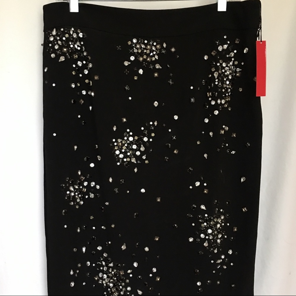 Exquisite black pencil skirt w rhinestones 12